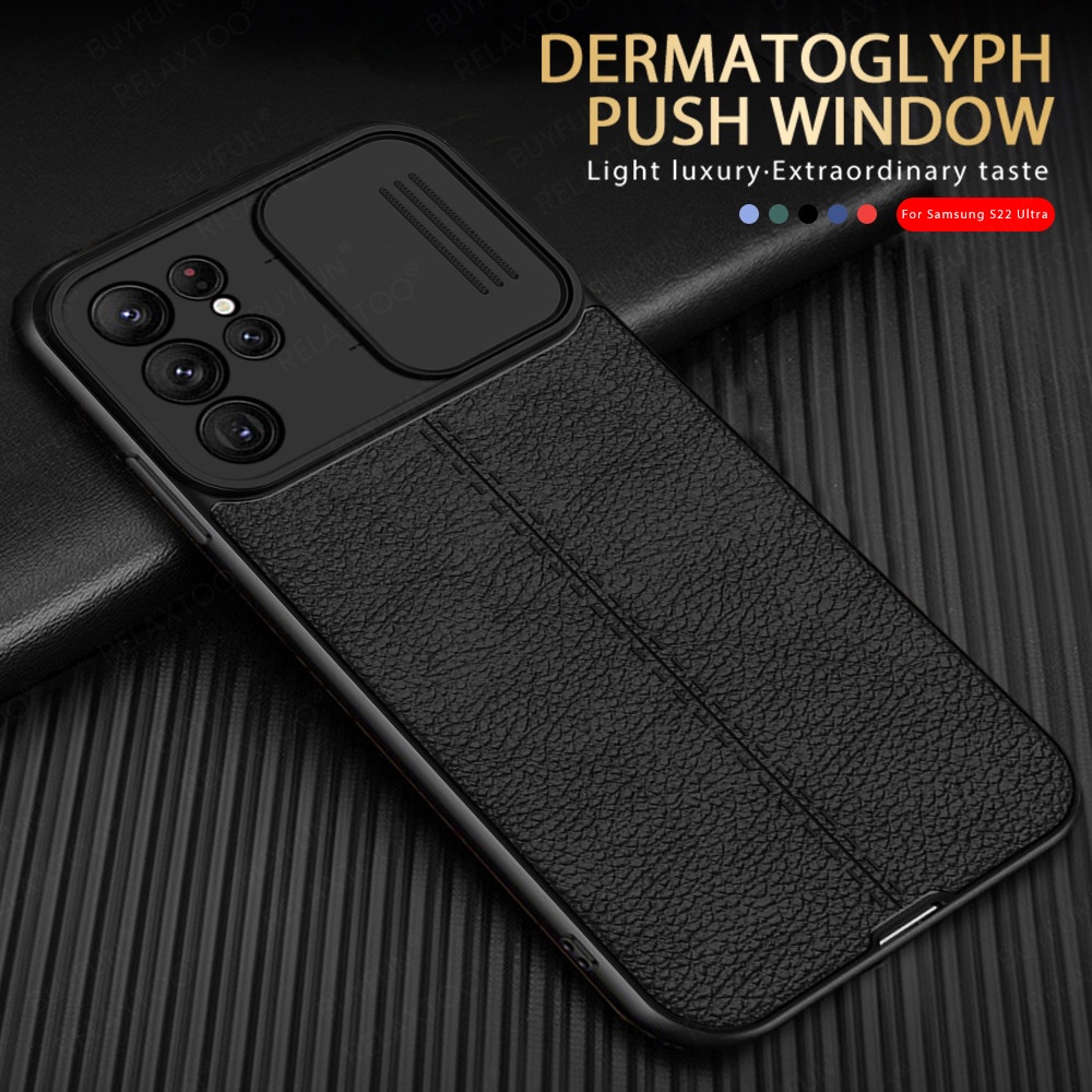 For Samsung Galaxy S22 Ultra Case Lychee Pattern Leather Cover Samung S 22 Plus 5G S22Ultra S22Plus Push Camera Protection Coque