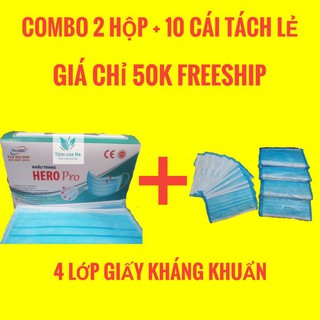Combo 110 chiếc khẩu trang kháng khuẩn 4 lớp tiện dụng Hero Pro