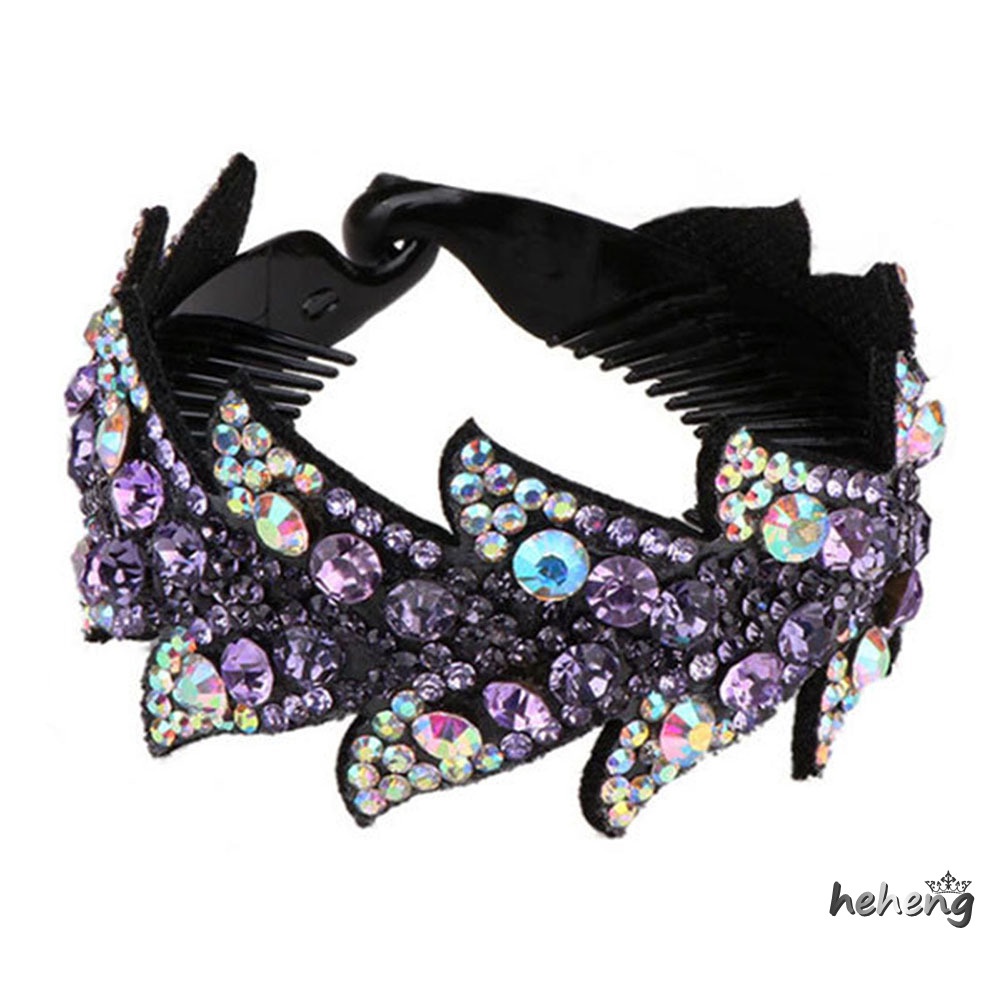 Giá Đỡ Kẹp Tóc Hình Chiếc Lá Đính Đá Nhiều Màu Sắc