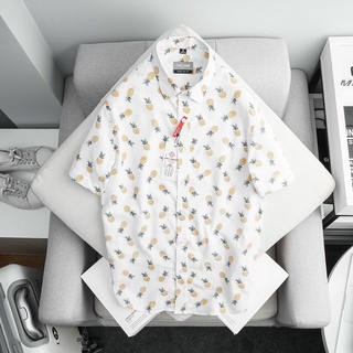 Áo sơ mi đi biển , bộ đồ đôi hoa quả hoạ tiết nam nữ quan ao hawaii cotton linen Việt - SMEH2