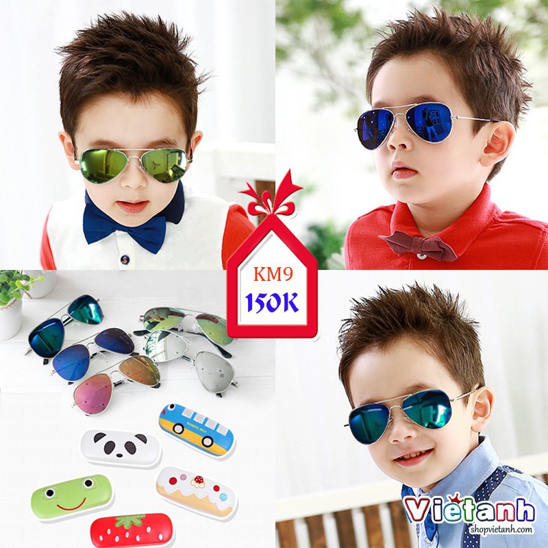 Kính trẻ em thời trang style Hàn Quốc, kính tráng gương cho bé trai và gái chính hãng Kocotree KM9 (