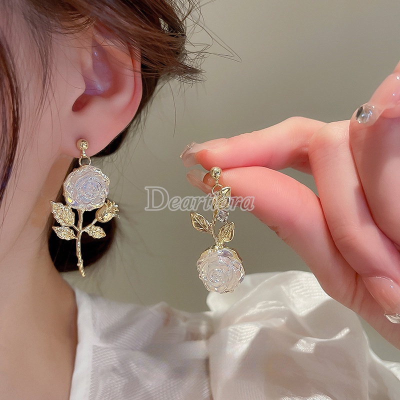 Bông Tai Mạ Bạc Hình Nàng Tiên Cá / Hoa Thời Trang Hàn Quốc