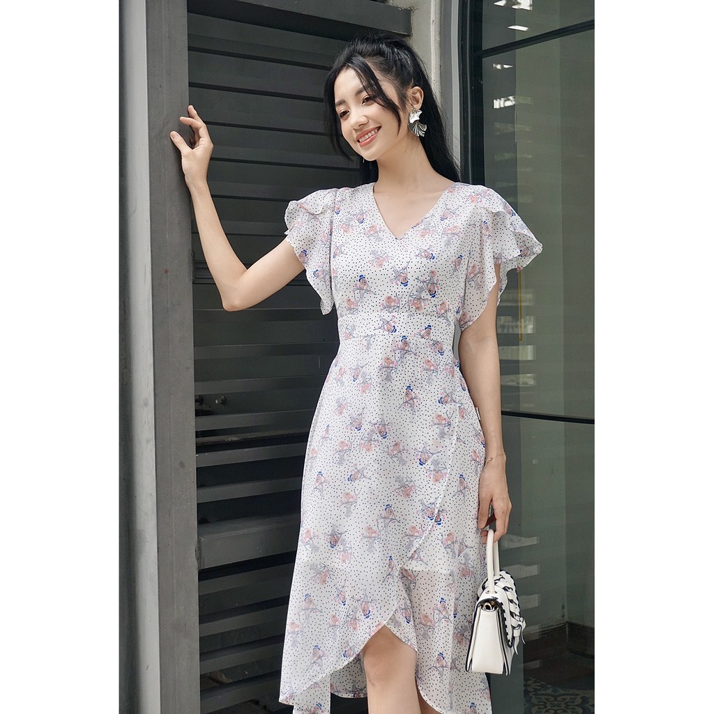 Đầm ôm vạt chồng tay xòe 20 AGAIN DOW1068 | BigBuy360 - bigbuy360.vn