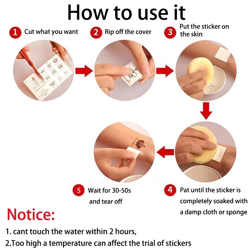 Hình Xăm Dán Tạm Thời Họa Tiết Hoạt Hình Dễ Thương Chống Nước Cho Nữ