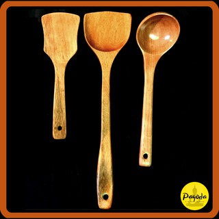 (Bộ 3 món) Thìa xẻng muỗng gỗ xào nấu thức ăn (Clip thực tế)
