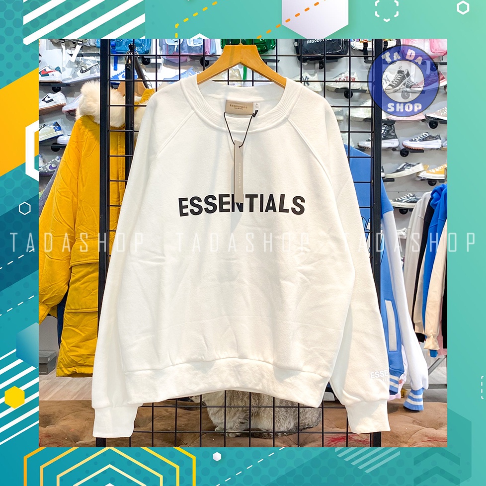 Áo SWEATER nỉ bông ovesize Nam Nữ ESSENTIALS Hàng Chuẩn