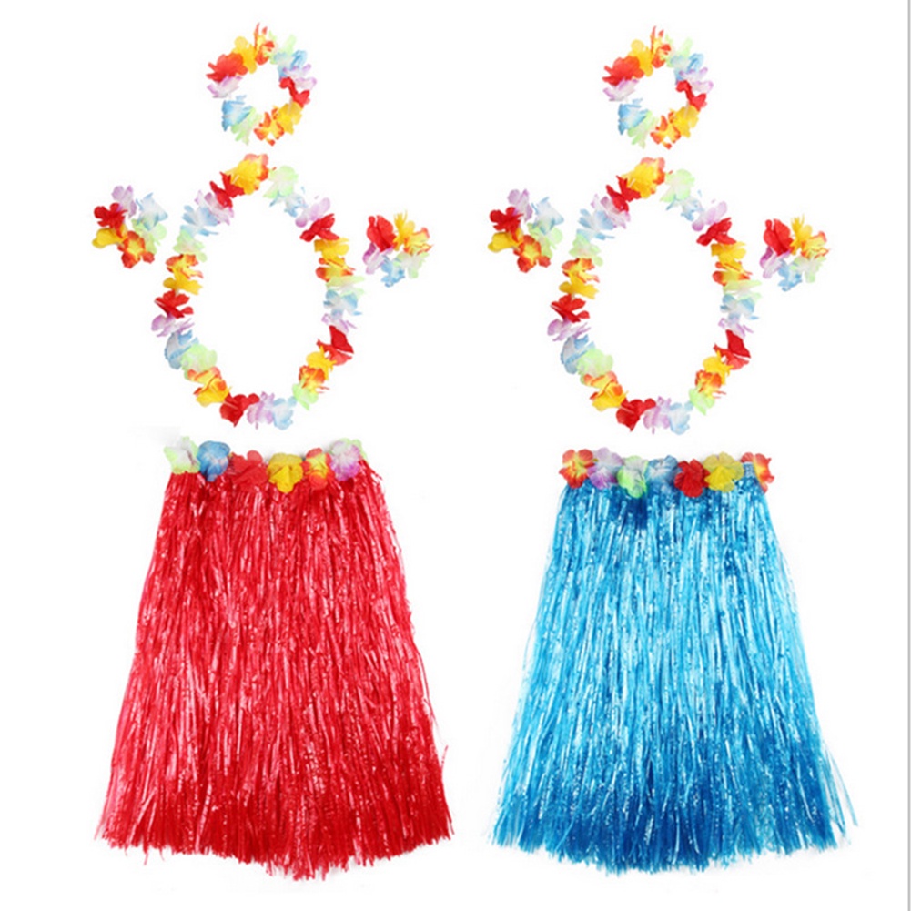 Bộ Vòng Hoa Và Chân Váy Tua Rua Phong Cách Hawaii Cho Bé