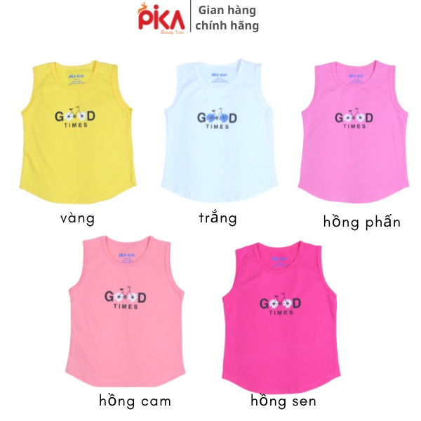 Áo thun ba lỗ cho bé gái -Pika  kids in hoa chất liệu cotton -Quần áo trẻ em từ 10-25kg