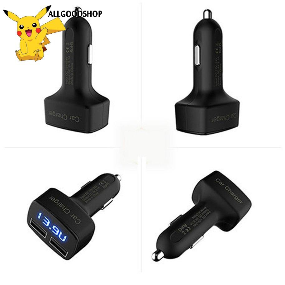 111all} 4 In 1 Dual USB Car Charger Adapter With Voltage Current Temperature Tester