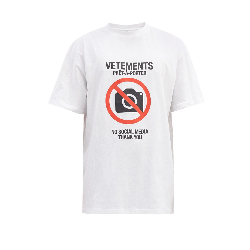 Áo thun ngắn tay V3tements no social media print T-shirt fw20