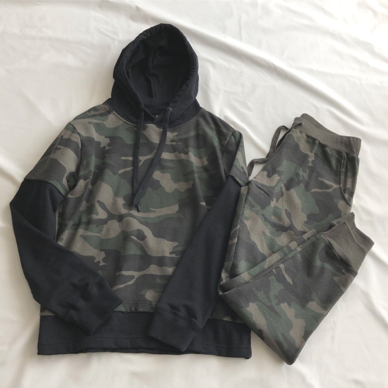 Áo Hoodie Camo Tay Dài Phong Cách Hàn Quốc Thời Trang Nam Nữ