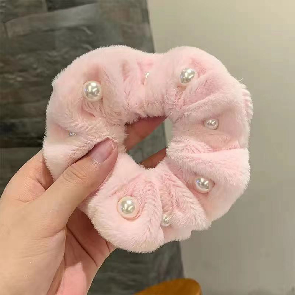 Dây Cột Tóc Thỏ Bông Đính Ngọc Trai Phong Cách Hàn Quốc Cho Nữ