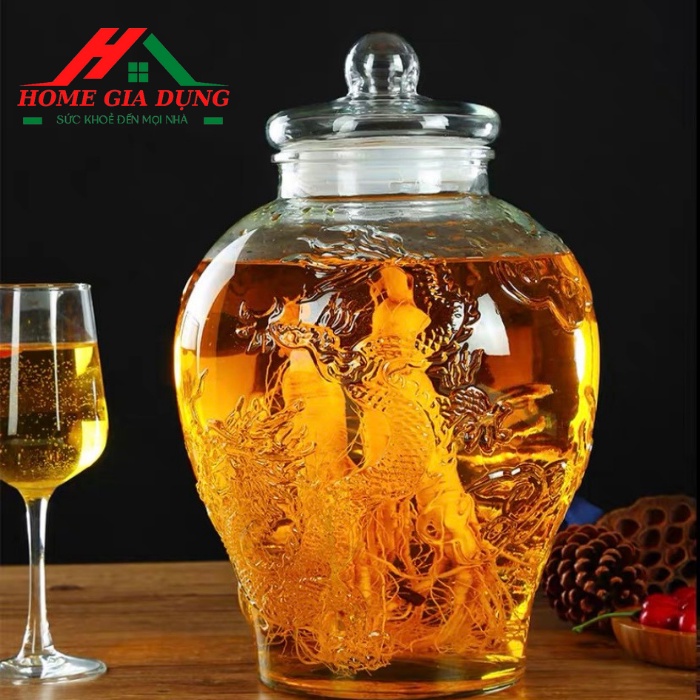 Bình ngâm rượu thuỷ tinh Chum Rồng 8 Lít