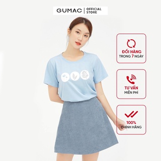 Áo thun nữ tay ngắn in tròn hoa lá GUMAC ATB552