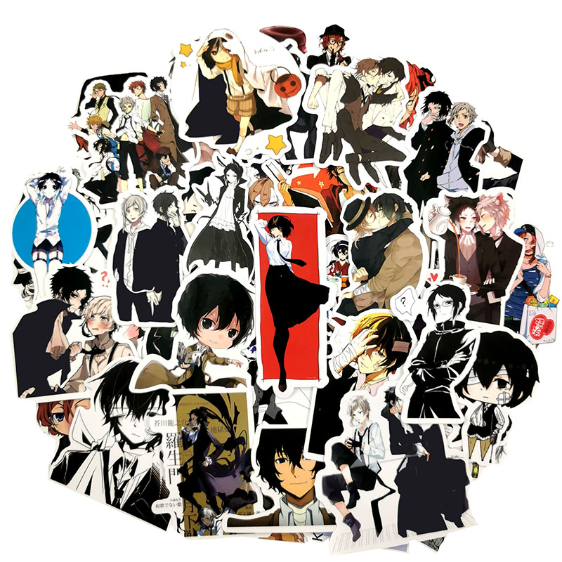 Z & m❀Miếng Dán Trang Trí Hình Chú Chó bungou stray Dogss Đáng Yêu❀Bộ 50 Miếng Dán Chống Thấm Nước Cho Bé 50 Món