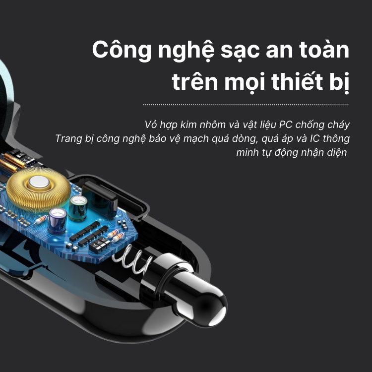 [Mã LIFEAUMAY giảm 10% tối đa 30k đơn 150k] Tẩu sạc trên xe ô tô HOCO Z26 2.1A 2USB màn hình LED