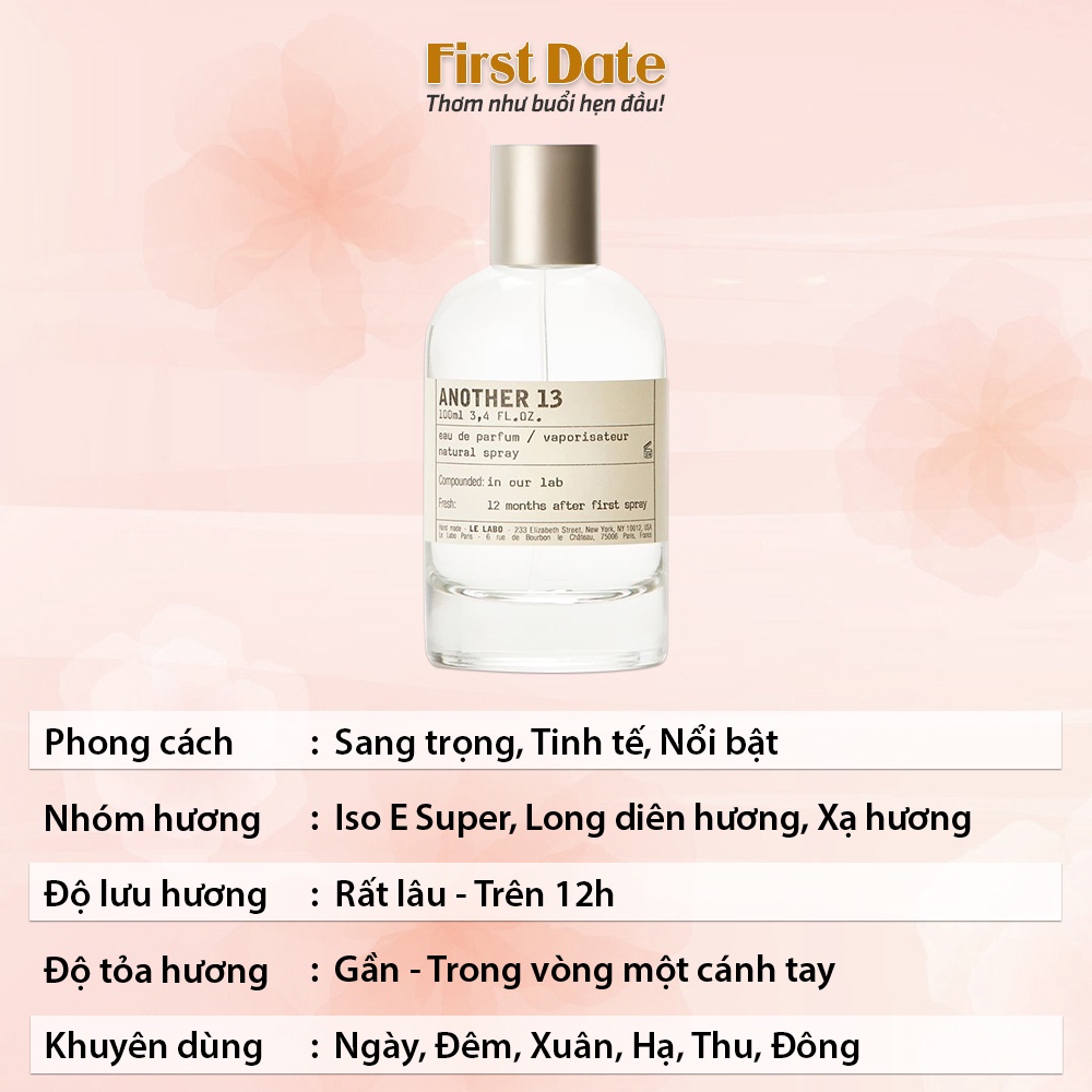 Nước hoa Labo Another 13, Bergamote 22, The Noir 29, Rose 31, Santal 33, Vetiver 46 First Date