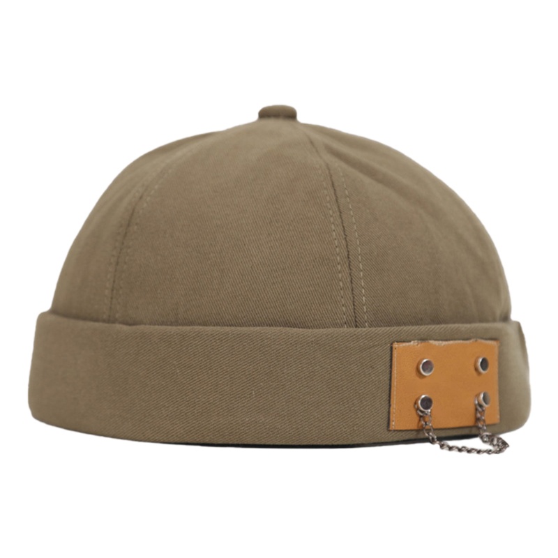 Mũ Beanie Cotton Thoáng Khí Không Vành Kèm Miếng Dán Trang Trí