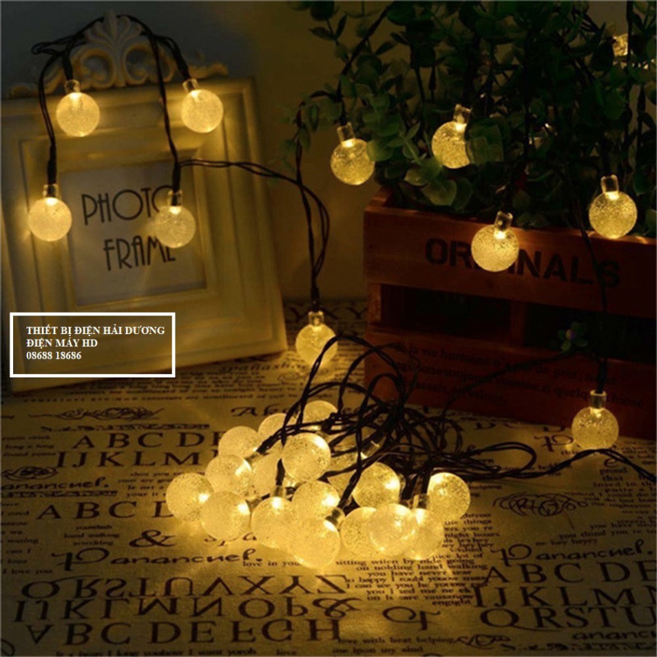 Dây Đèn Nháy Led Bông Tuyết Sử Dụng Năng Lượng Mặt Trời 5m/12m - Tự Động Sạc Pin, Chống Nước IP65, Ánh Sáng Đẹp