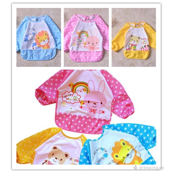 d❃♪New children´s baby boys and girls children´s feeding bib long-sleeved waterproof blouse 0-3 years old treasure