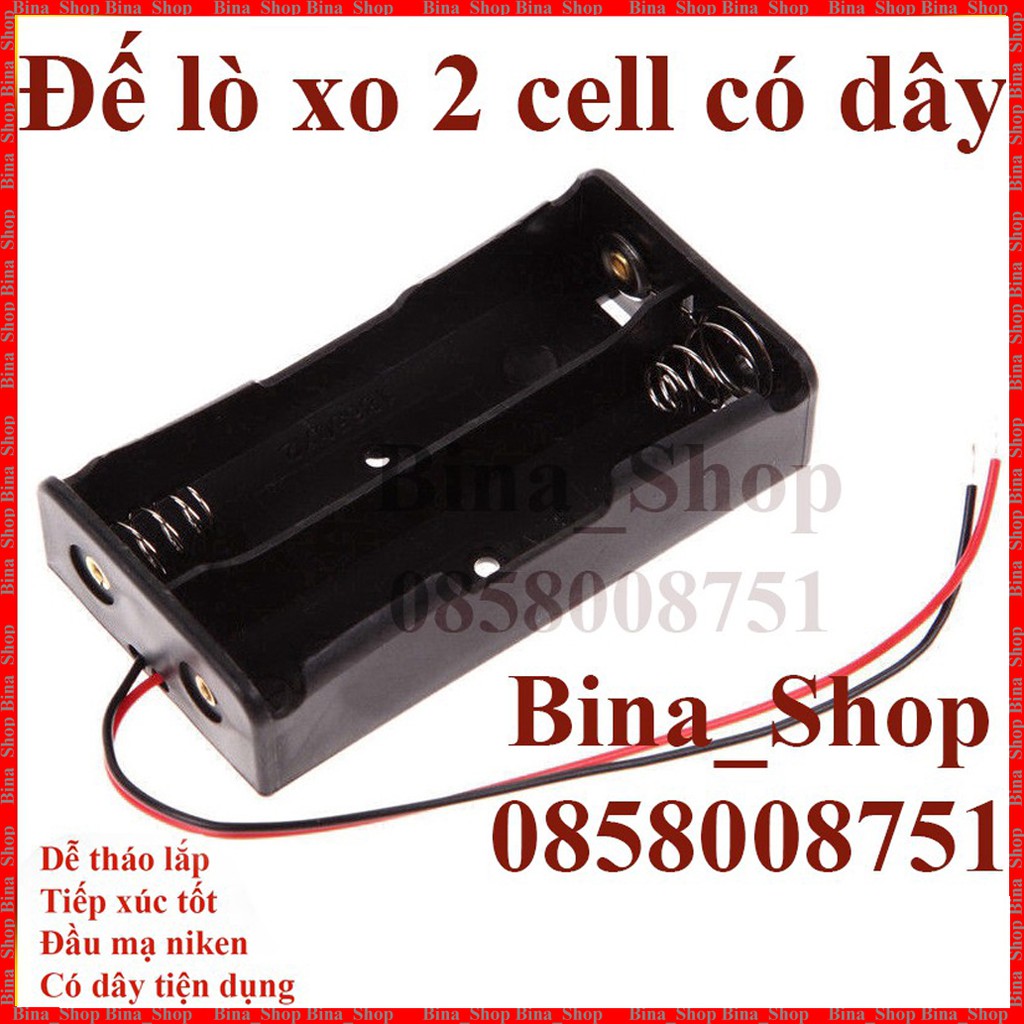 Đế gắn pin 18650 nối tiếp có dây Đế lò xo gắn pin 1/2/3/4 cell li-ion