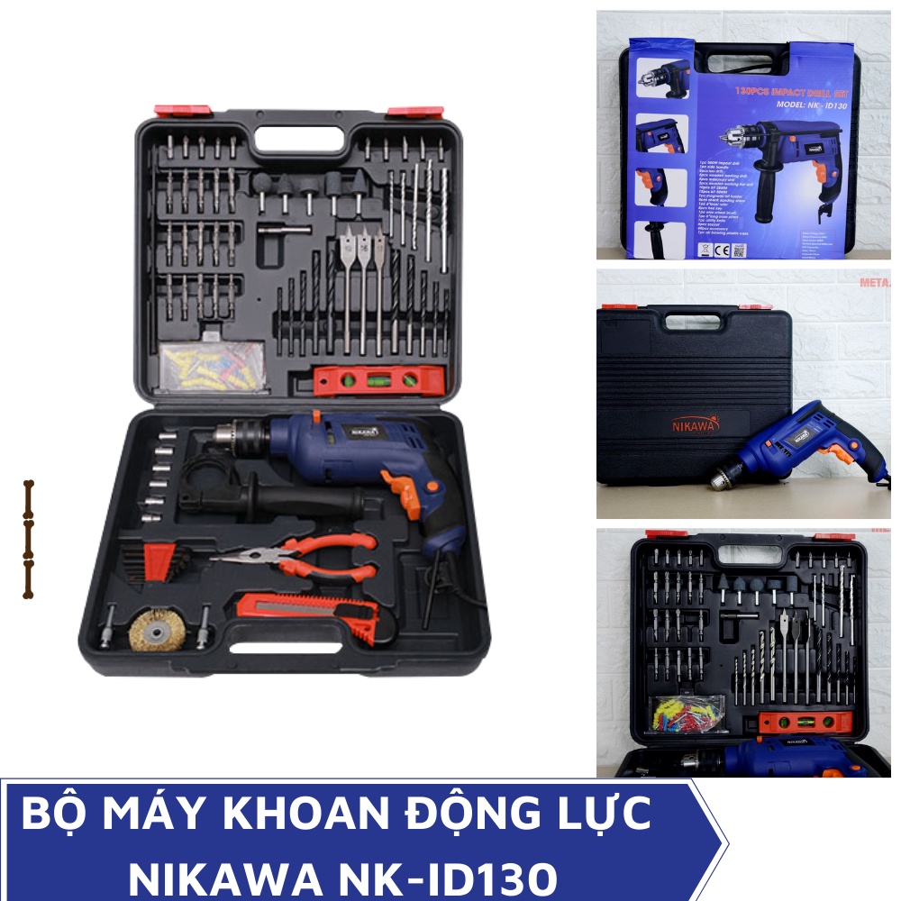 Bộ máy khoan nhật cầm tay dùng điện 130 dụng cụ sửa chữa đa năng khoan bê tông khoan gỗ NIKAWA bảo hành 6 tháng NK-Id130