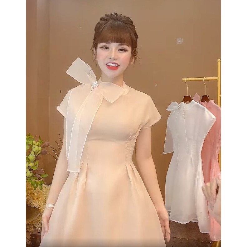 Monoco- Váy cổ tròn đính nơ cổ- 8706 | BigBuy360 - bigbuy360.vn