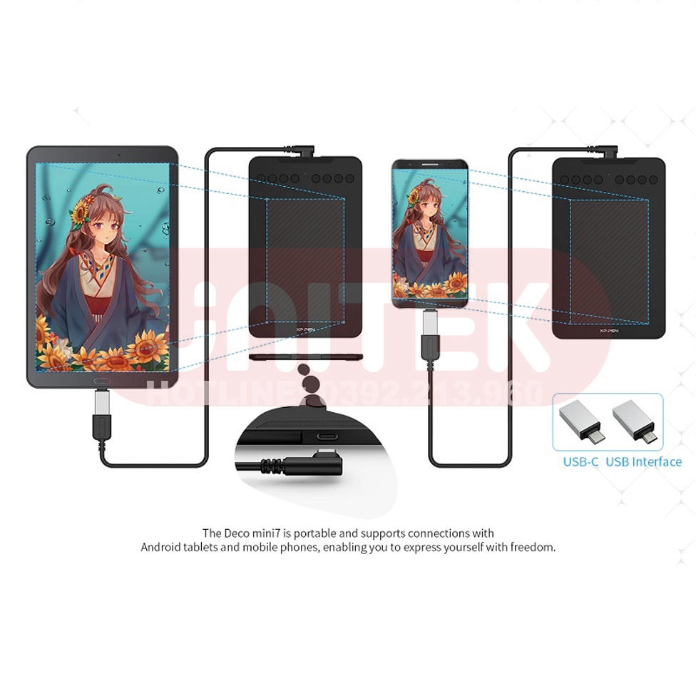 Bảng Vẽ Điện tử XP-PEN Deco Mini7 Android Hỗ Trợ Cảm Ứng Nghiêng