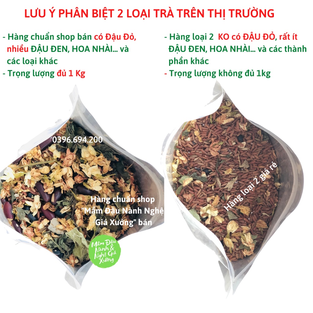 1Kg Trà gạo lứt xạ đen, đậu đen, đậu đỏ, hoa nhài, lá sen hỗ trợ giảm cân, đẹp da, hỗ trợ ngủ ngon (Handmade)