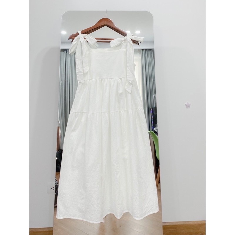 Đầm - Váy Hai Dây Babydoll Thô Thắt Nơ Ulzzang 4 Màu 1605