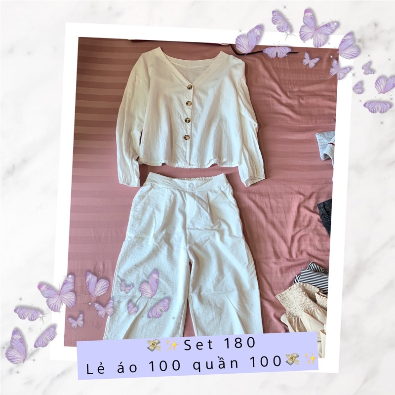 pass set trắng linen mặc 1l like new