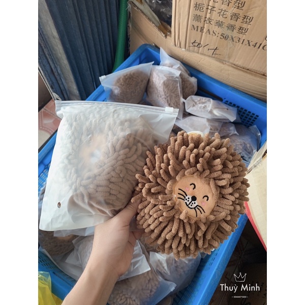 Khăn lau tay siêu thấm nước hoạ tiết hình gấu màu nâu