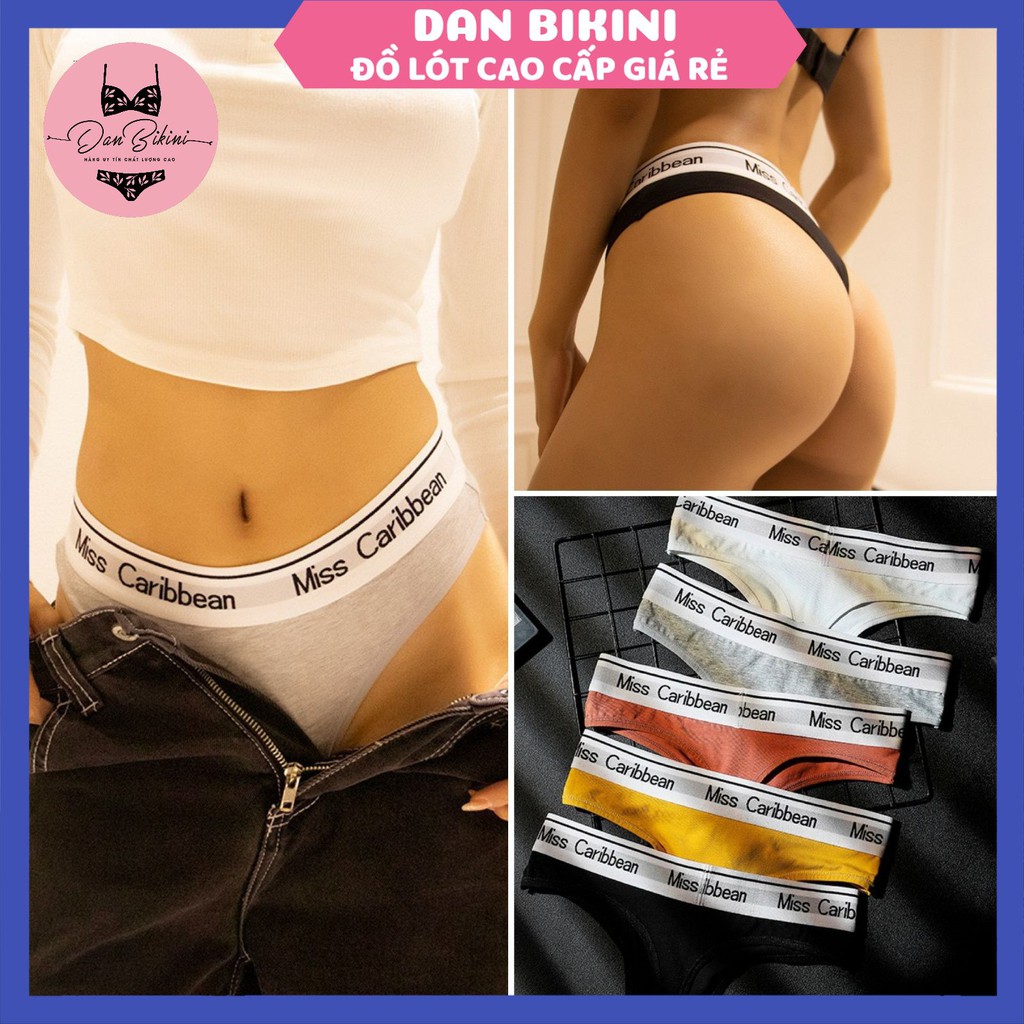 Quần Lọt Khe Nữ ❤️FREESHIP❤️ Quần Lót Lọt Khe Sexy Cotton Lọt Khe phối viền chun chữ cá tính gợi cảm mã 9823