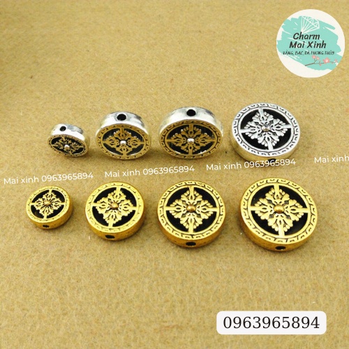 Bánh Xe Pháp Luân 12mm - phụ kiện xâu vòng tay nam nữ, charm phối vòng tay phong thuỷ handmade tự làm