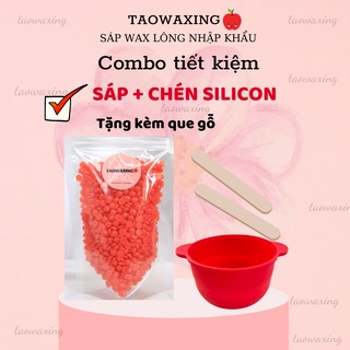 Combo Sáp Wax và Chén silicon (Tặng Que Gỗ) - taowaxing