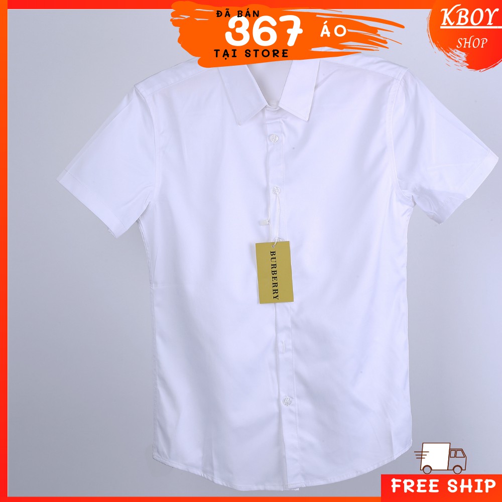 free Áo sơ mi TRẮNG trơn Nam Cổ bẻ Trơn hàng Quảng Châu  - big size cotton lụa 4 chiều mềm , mịn- T8720-1 giá sốc