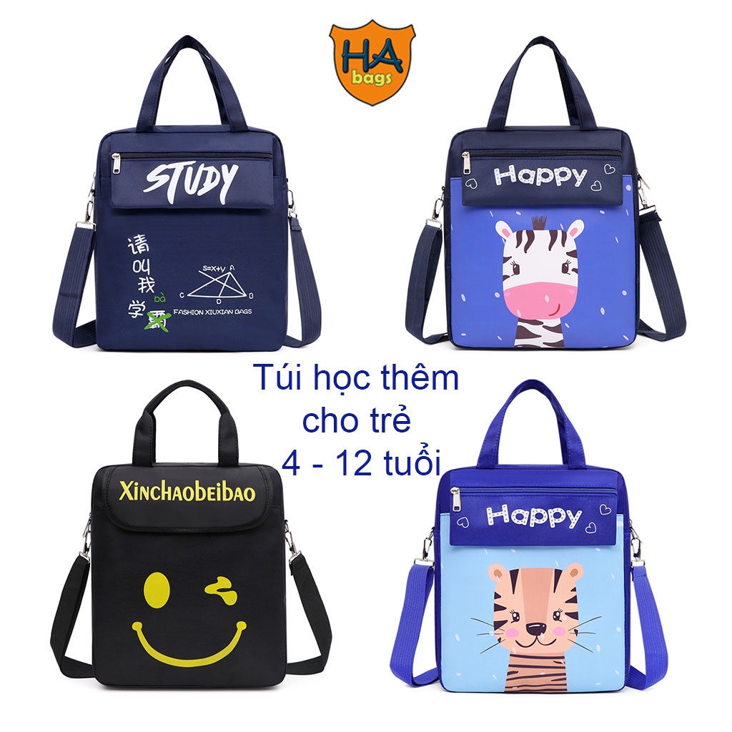 Túi sách đi học thêm, học hè cho học sinh tiểu học HA1025, kích thước 31x27x8cm