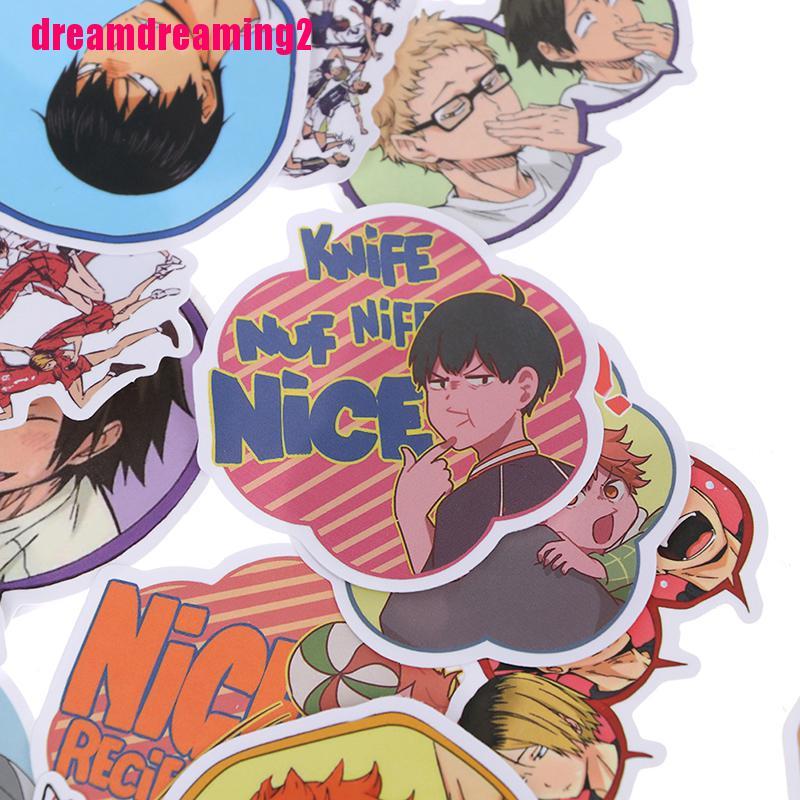 Bộ 50 Miếng Dán Pvc Chống Thấm Nước Hình Anime Haikyu