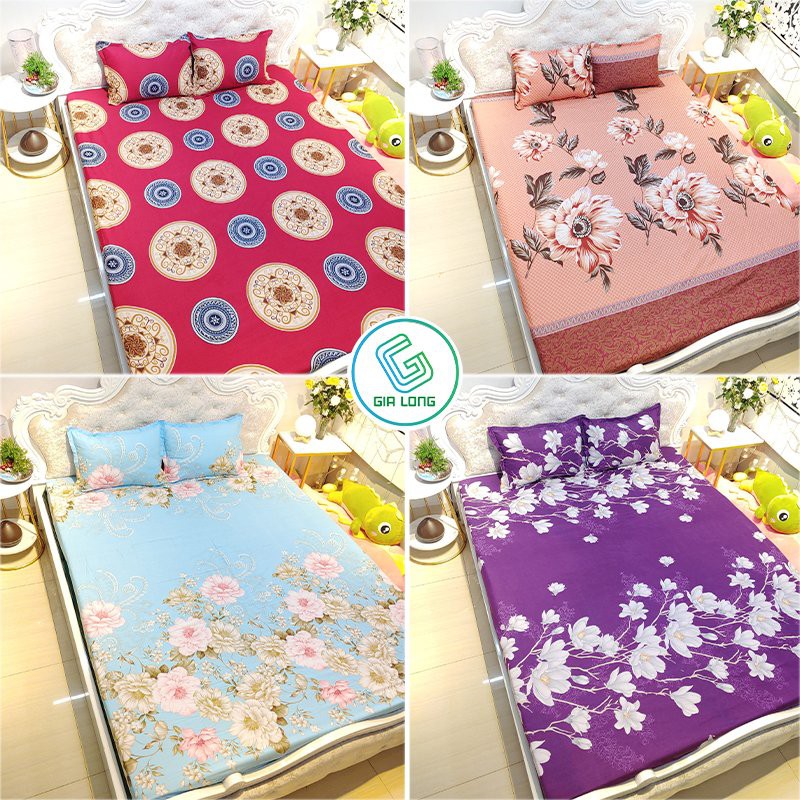 Bộ ga gối 💖m6/m8/2m💖 drap giường poly, ga trải giường + 2 vỏ gối nằm hoa lá An Như Bedding | BigBuy360 - bigbuy360.vn
