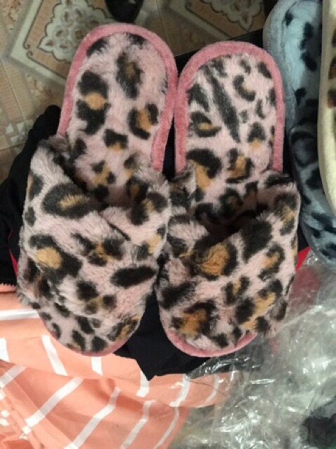 Dép lông quai chéo hình hổ báo mới