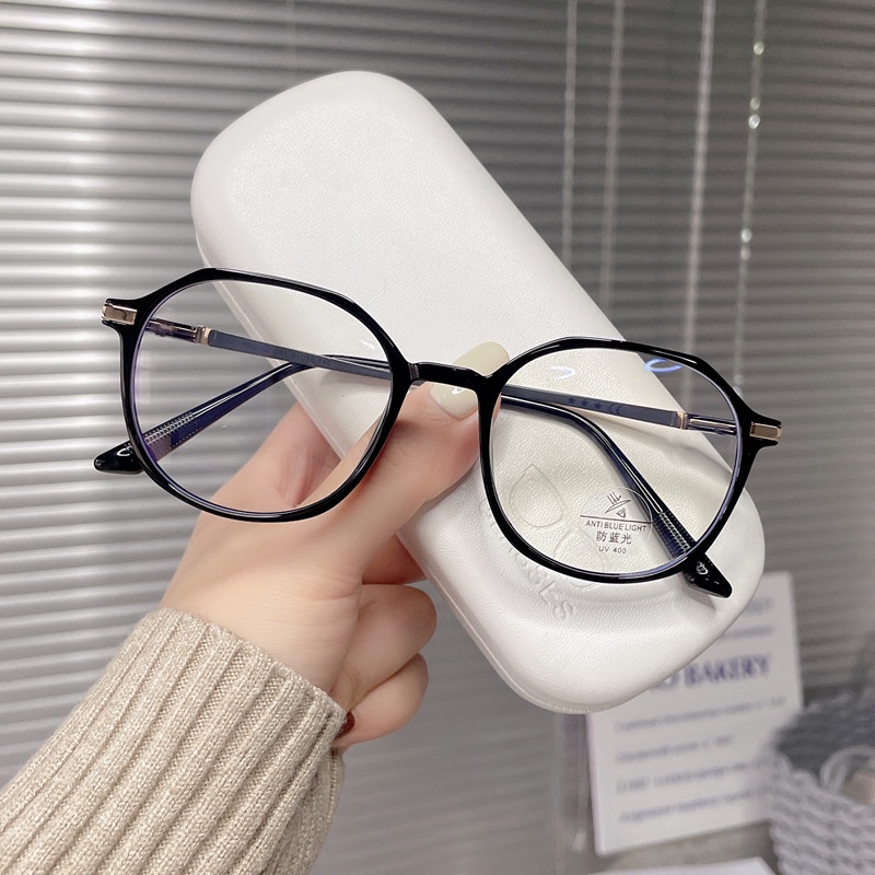 Mắt Kính Gọng Kim Loại Chống Bức Xạ Phong Cách Retro Hàn Quốc Cho Nam Nữ
