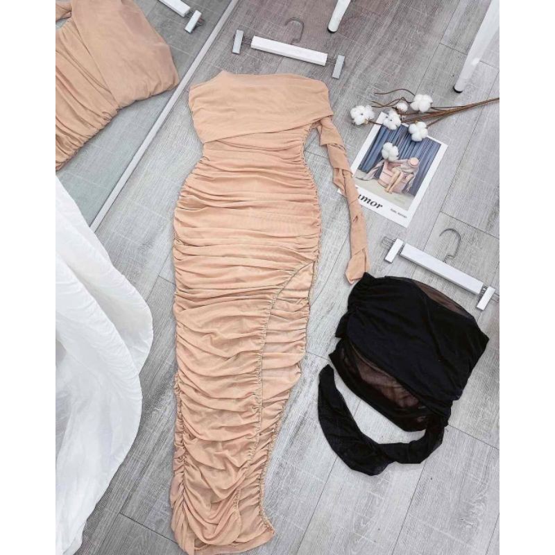 Đầm.maxi.tay.Dài.phối.voan