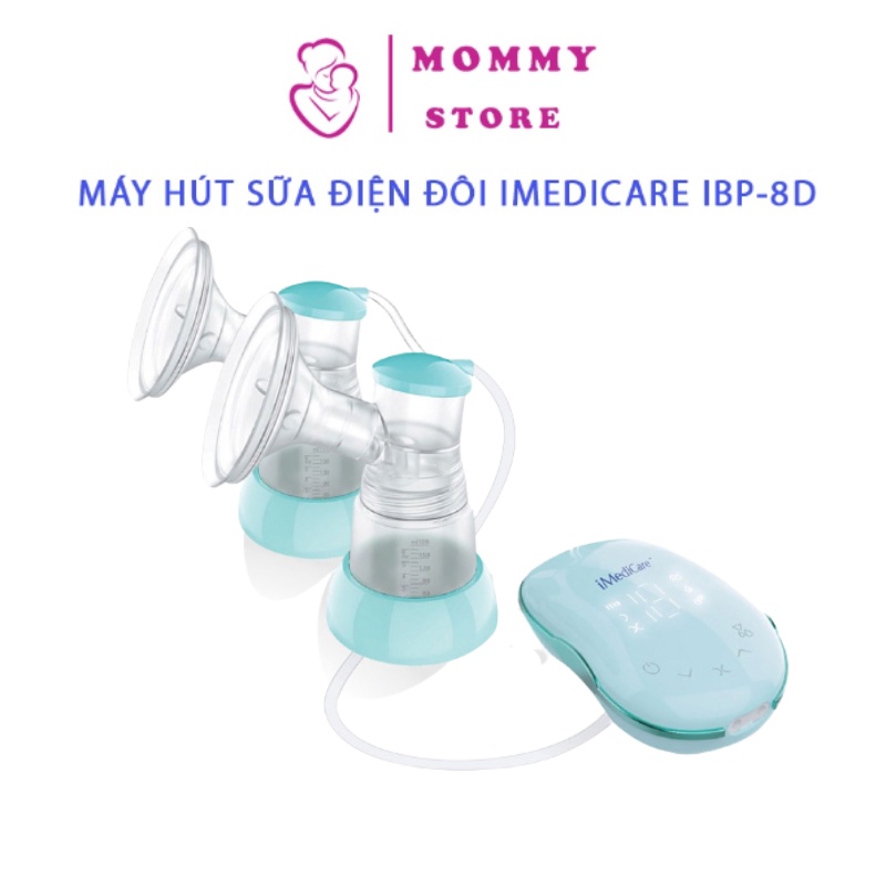 Máy hút sữa điện đôi Imedicare IBP-8D Màn hình LED cảm ứng chống nước 3 chế độ massage, kích sữa và hút sữa