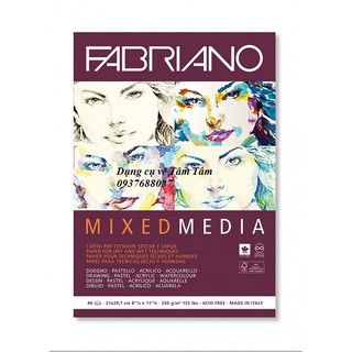 [Giá Tốt] Sổ vẽ đa năng Fabriano Mix Media 250gsm 40 sheets, Mix Media Fabriano