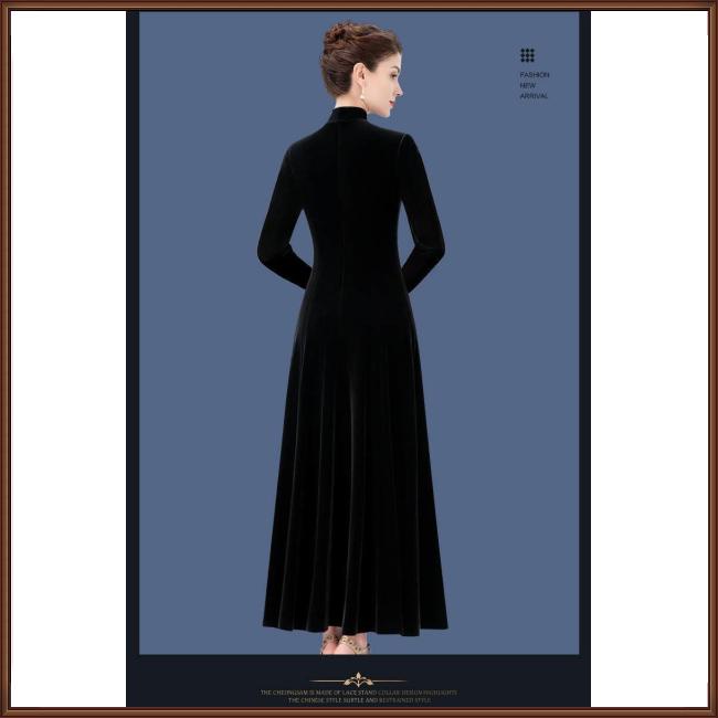 Đầm Nhung Dài Tay Màu Trơn Thiết Kế Thanh Lịch Thời Trang Cho Nữ