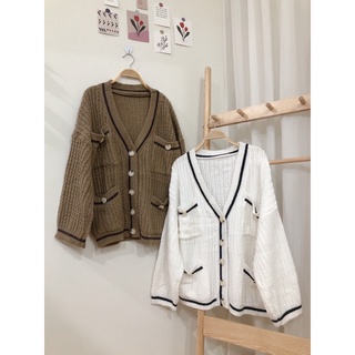 Khoác cardigan len bông viền sanh chảnh