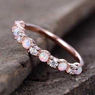 Nhẫn màu vàng hồng đính ngọc mắt mèo đơn giản