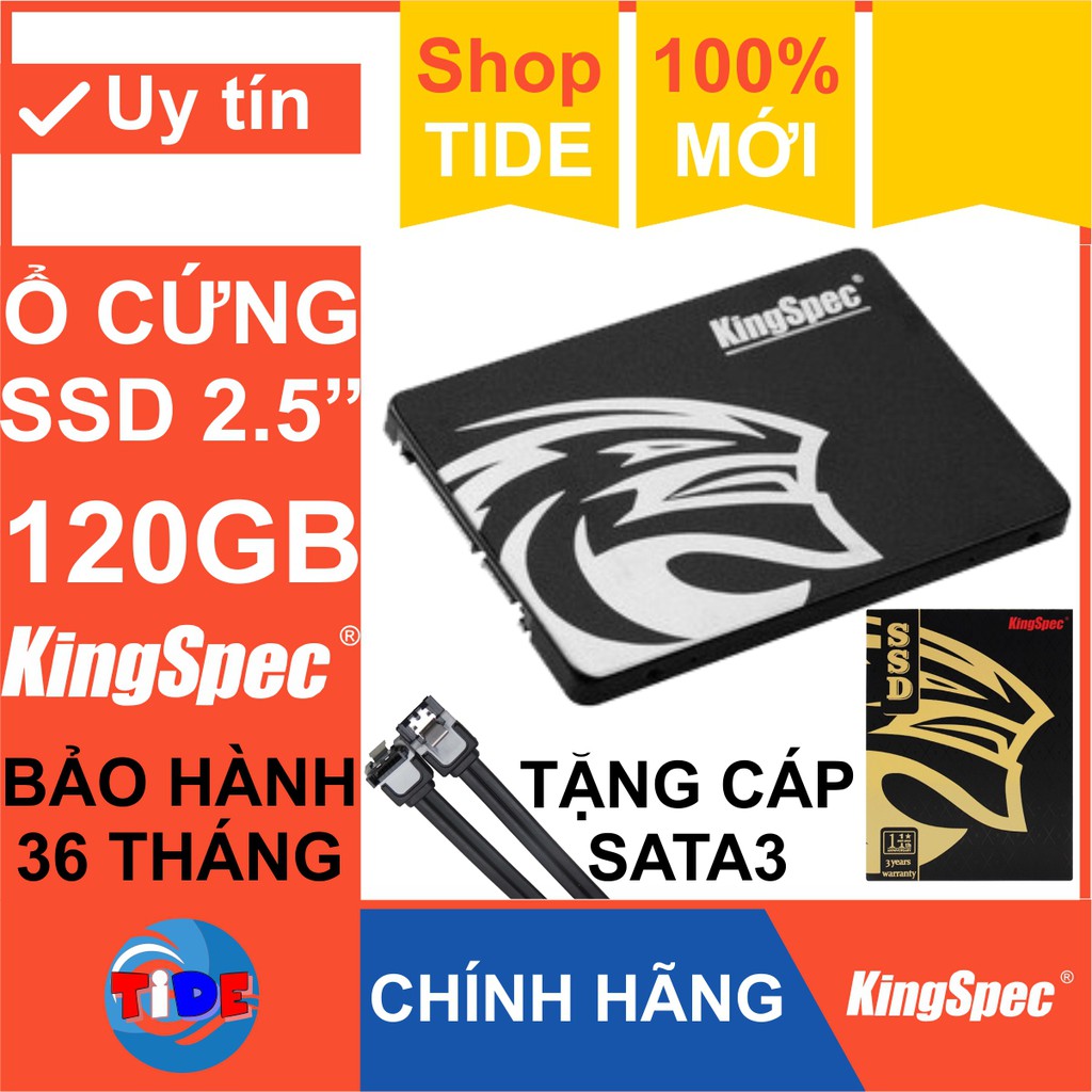 SSD KingSpec 120GB – Ổ cứng SSD Chính Hãng KingSpec – Bảo hành 3 năm – Tặng cáp dữ liệu Sata 3.0