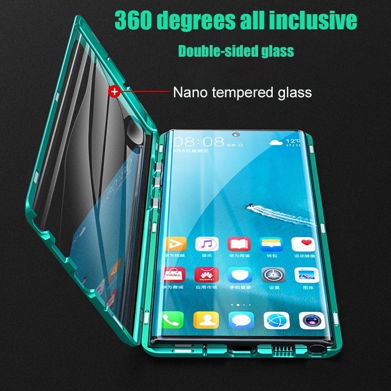 Ốp Điện Thoại Kính Cường Lực Cứng Hai Mặt Nắp Lật Nam Châm Cho Samsung Galaxy S22 Ultra Plus S22Ultra S21 S20 FE 5G