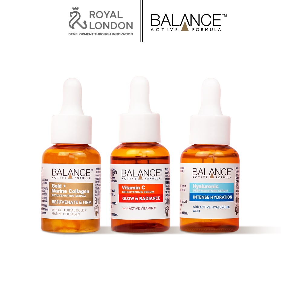 Bộ 03 serum sáng da, dưỡng ẩm và ngăn ngừa lão hóa Balance Active Skincare The Mighty Three (3x30ml)